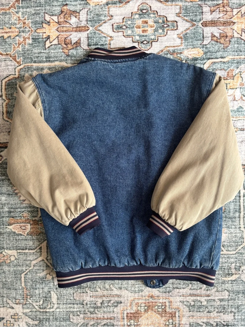 Vintage Kids Two-Tone Denim & Tan Bomber Jacket by North Bay